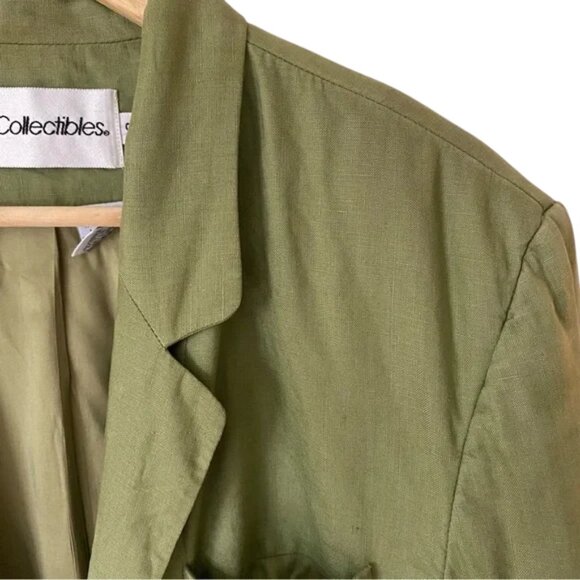 JH Collectibles green linen relaxed fit button closure blazer size US 10 - Picture 3 of 13
